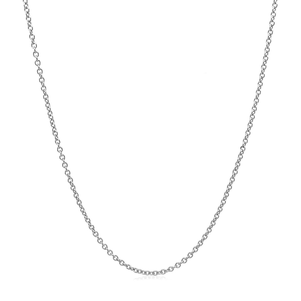 14k white gold round cable link chain, modern design, elegant 1.30 mm links for a luxurious look.