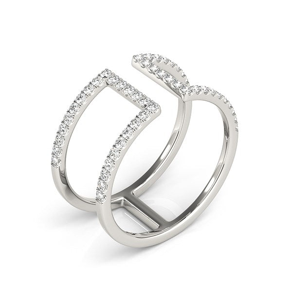 14k white gold modern dual band diamond ring featuring exquisite 1/2 cttw sparkling diamonds and sleek design.