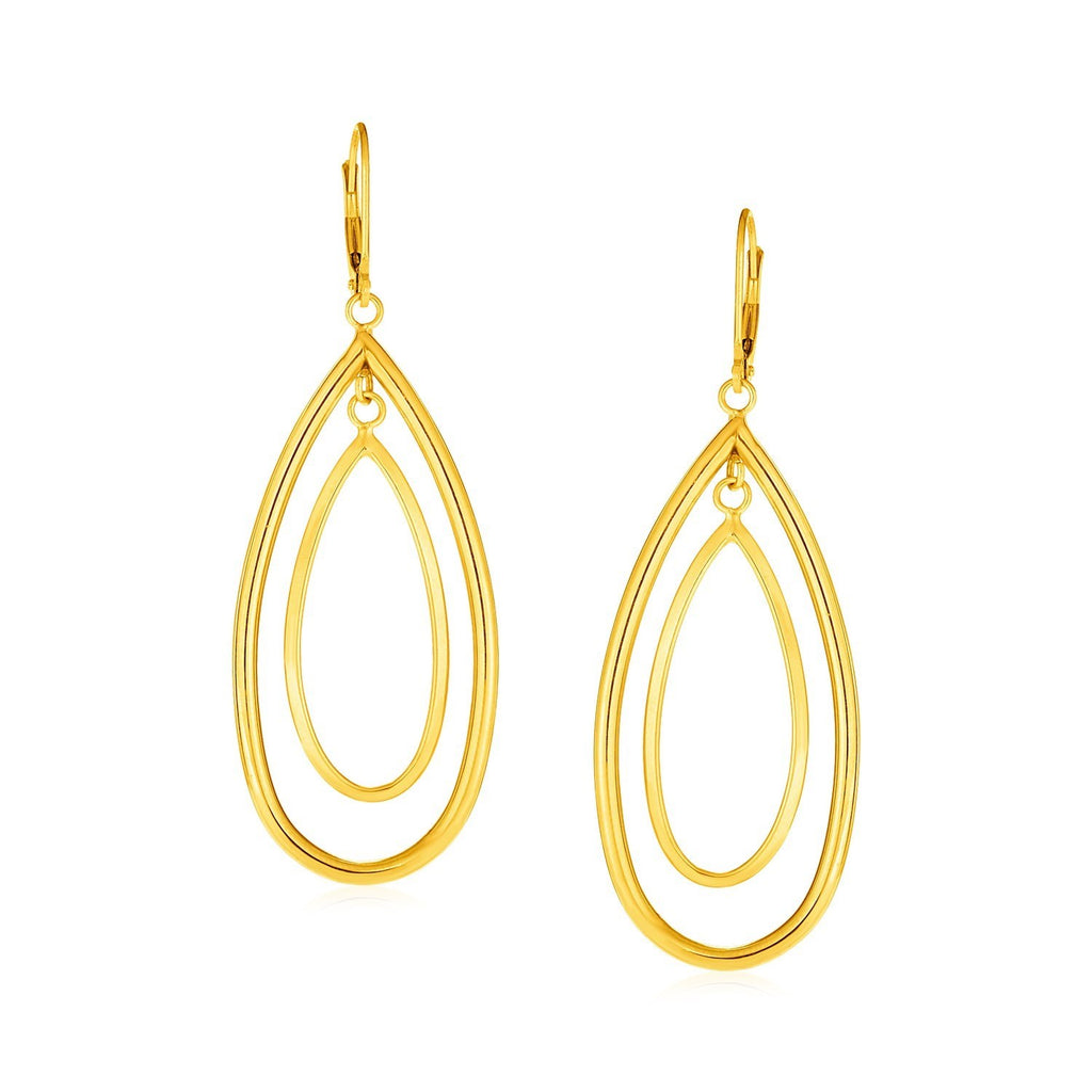 14k yellow gold teardrop dangle earrings with elegant design, perfect for adding sophistication to any outfit.
