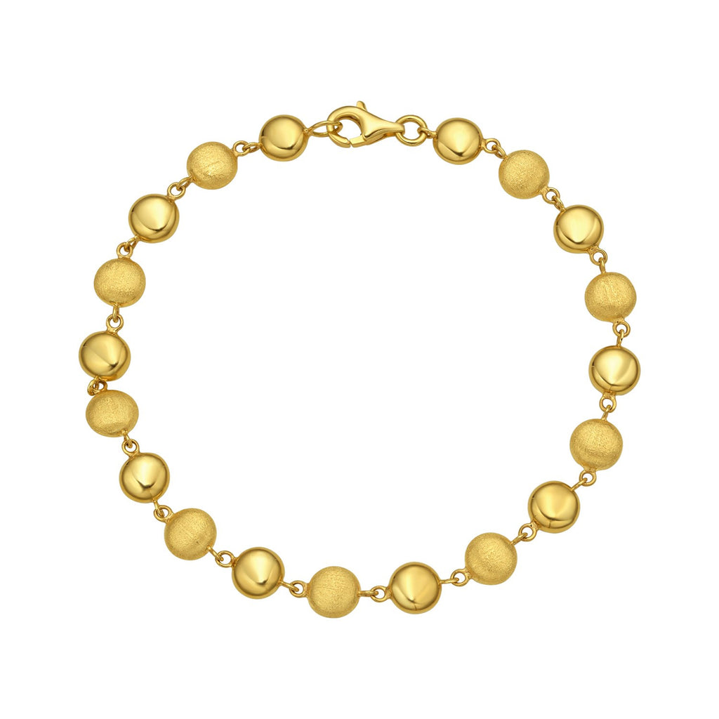 14k yellow gold polished and satin pebble bracelet, 6.00 mm, exuding elegance and luxury craftsmanship.