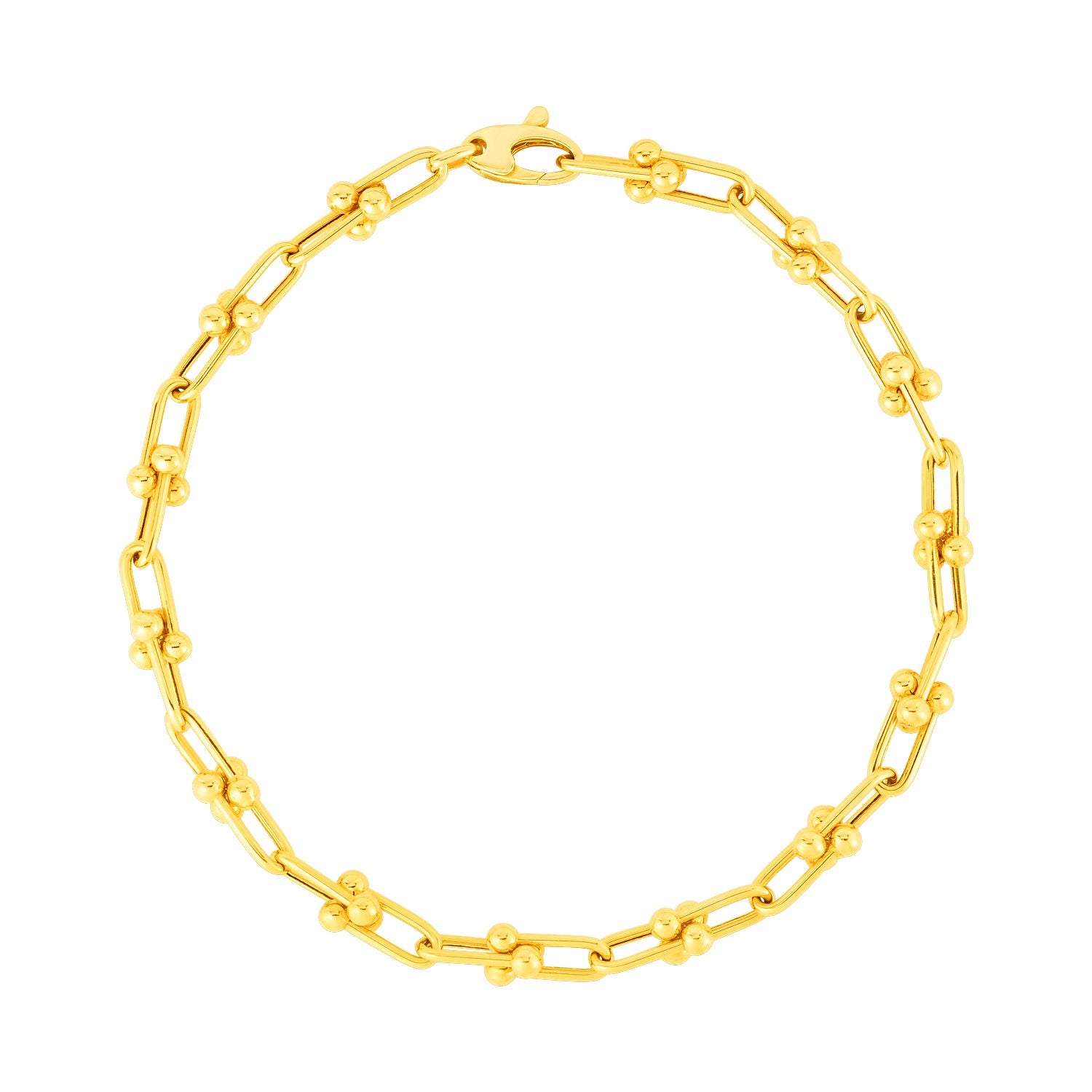 14k yellow gold Jax chain bracelet featuring modern link design, 7 1/2 inches, perfect for elegant layering.