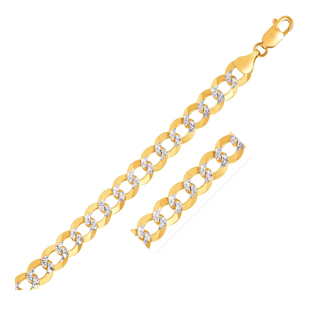 14k two-tone gold pave curb chain featuring a classic round design, perfect for layering or standalone elegance.