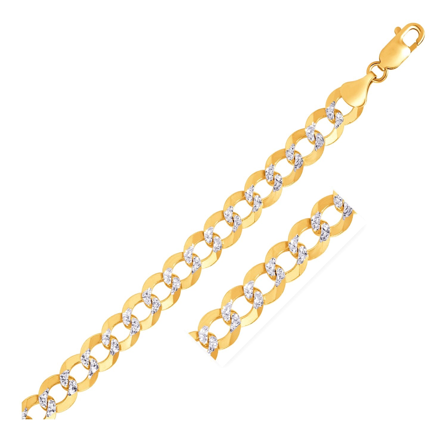 14k two-tone gold pave curb chain featuring a classic round design, perfect for layering or standalone elegance.