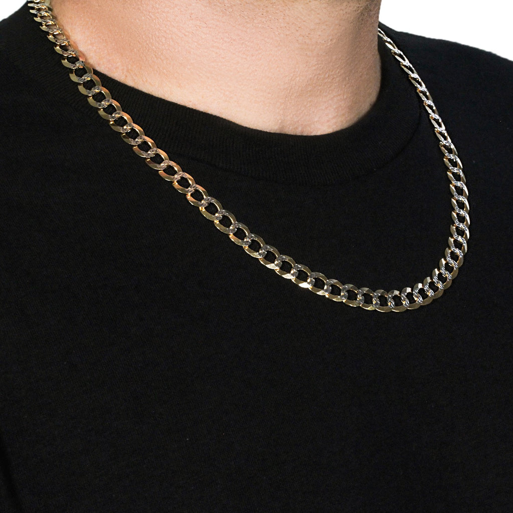 14k two-tone gold pave curb chain with classic round links, showcasing exquisite craftsmanship and timeless elegance.