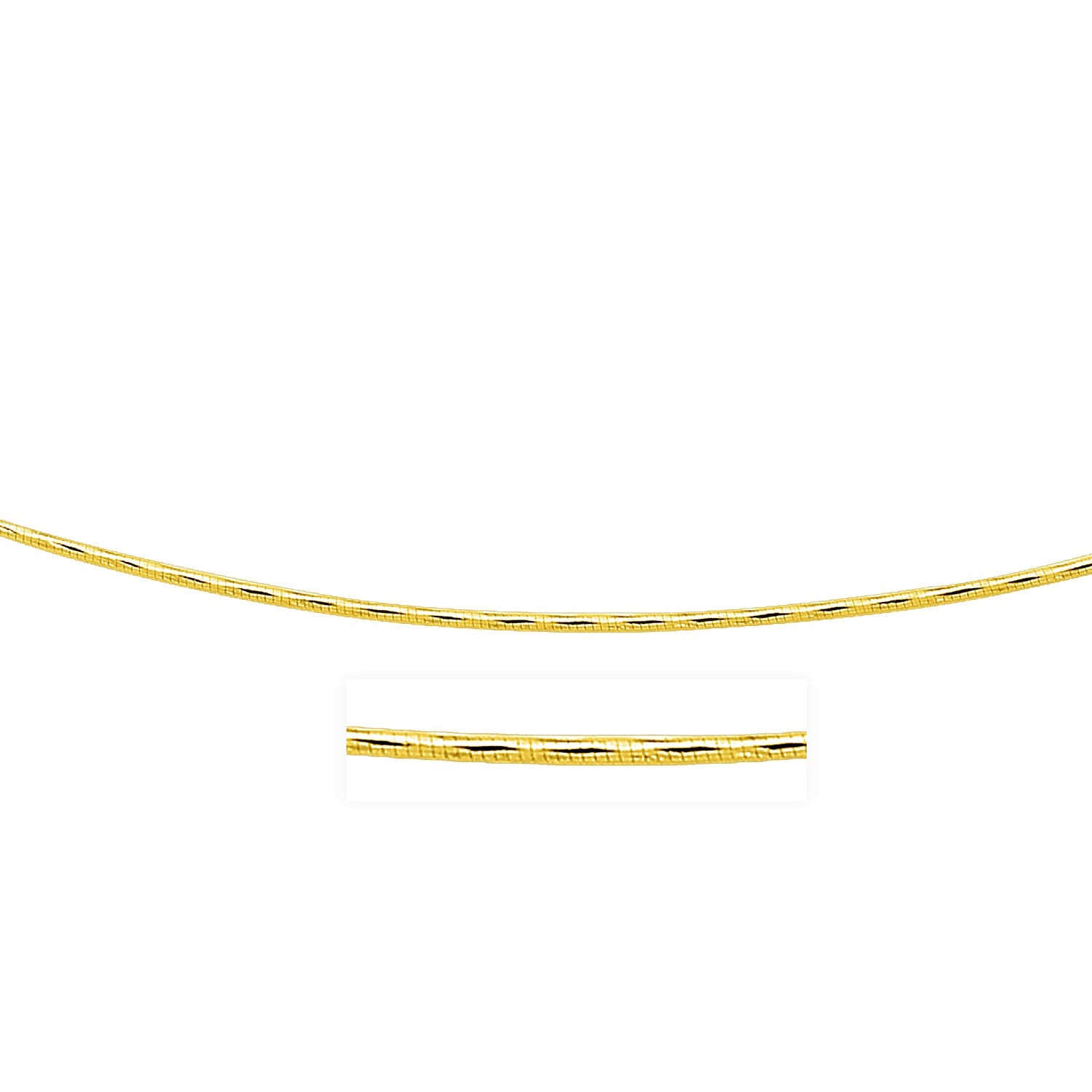14k yellow gold round omega necklace featuring exquisite diamond cuts for an elegant, timeless look.