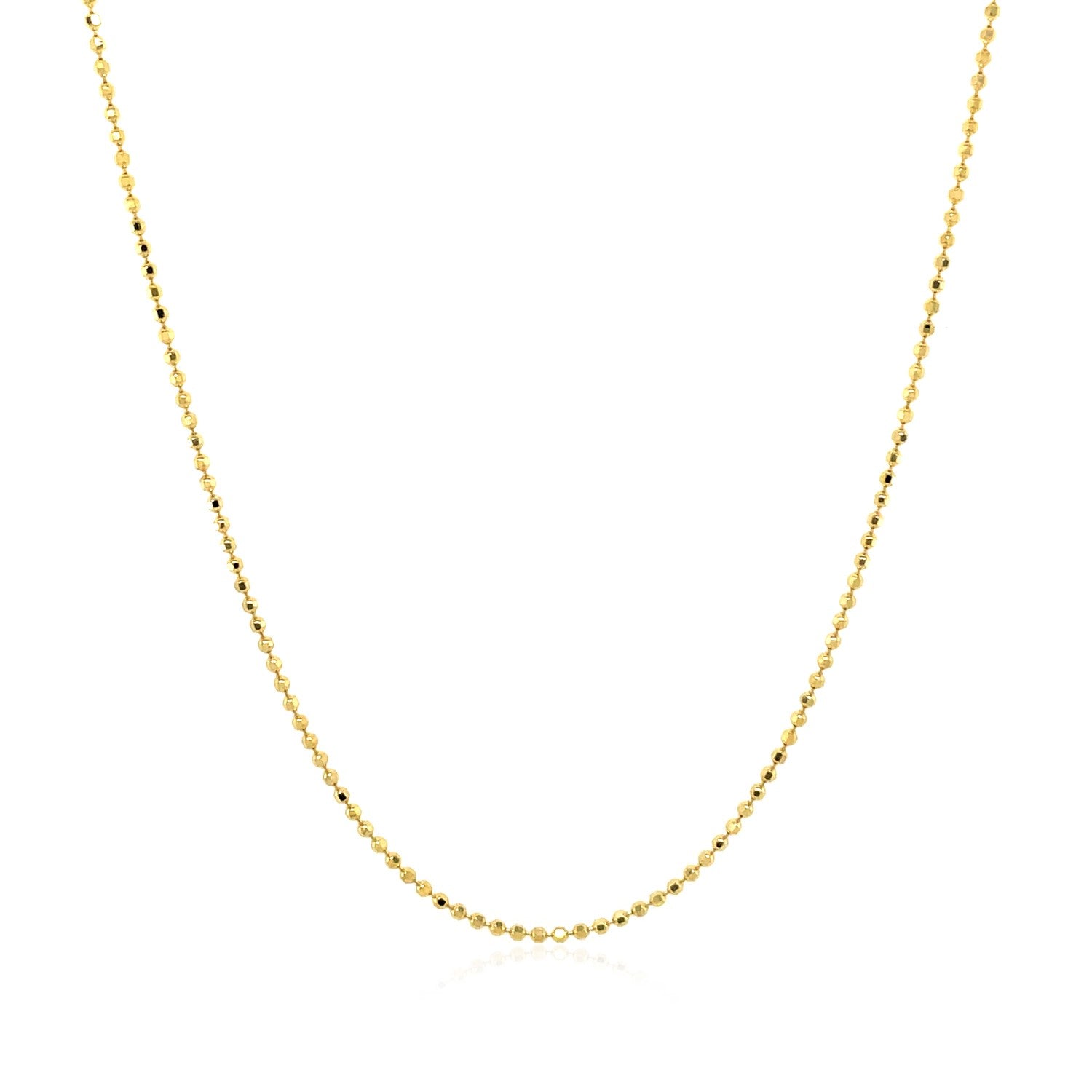 14k yellow gold diamond cut bead chain with contemporary design, showcasing exquisite craftsmanship and elegance.