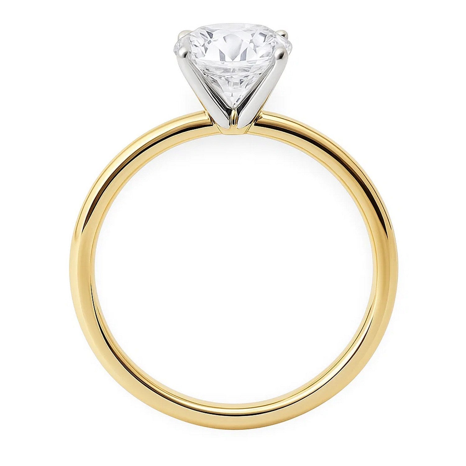 3 carat round lab-grown diamond solitaire ring in elegant 10K yellow gold, showcasing timeless luxury and sophistication.