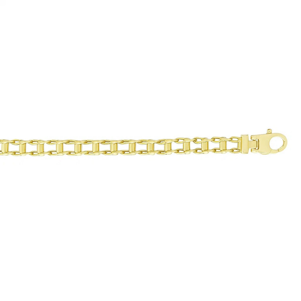14k yellow gold men's bracelet featuring elegant rail motif links, perfect for sophisticated style and luxury.