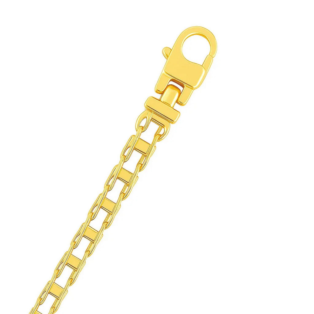 14k yellow gold men's bracelet featuring elegant rail motif links, perfect for refined style and luxury.