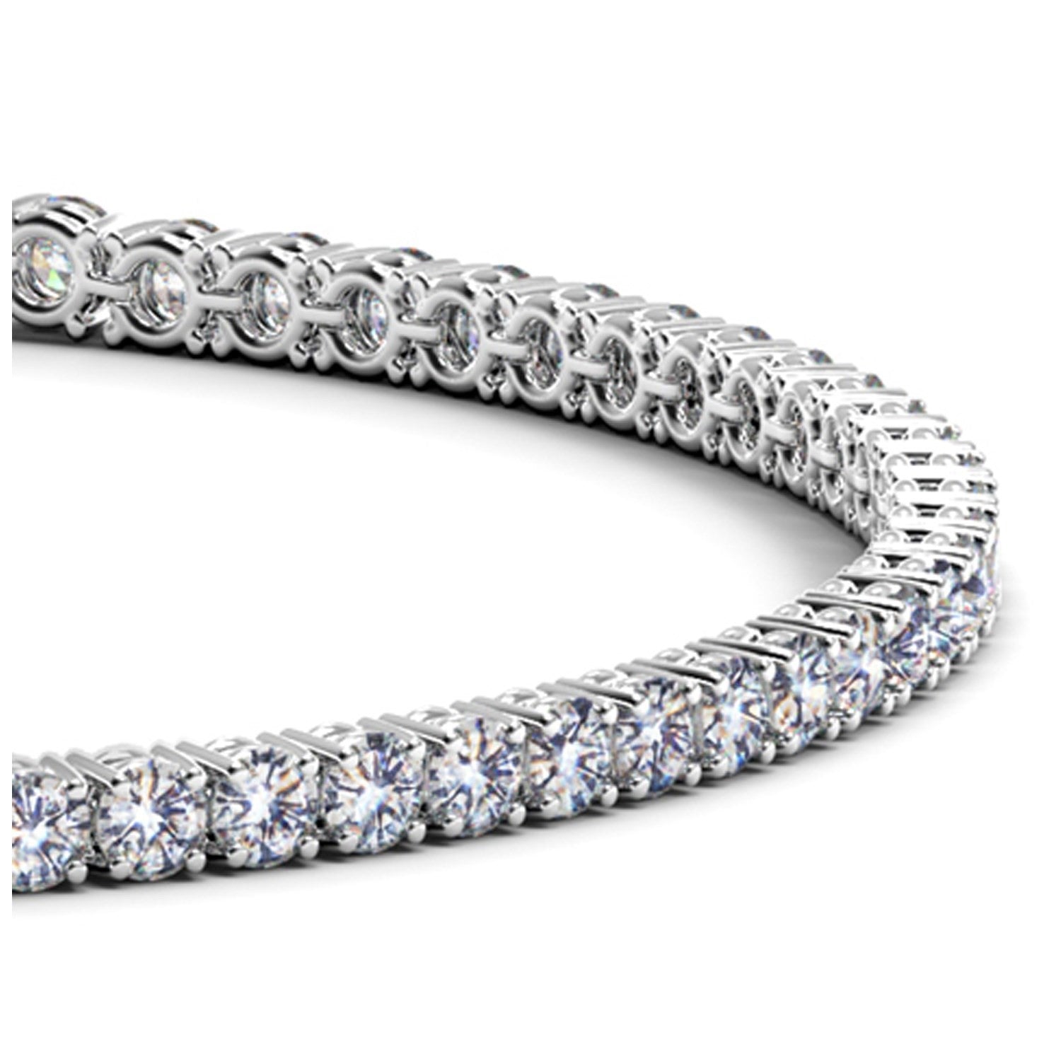 Elegant 14k white gold tennis bracelet featuring round lab-grown diamonds, 3 cctw, showcasing timeless luxury.