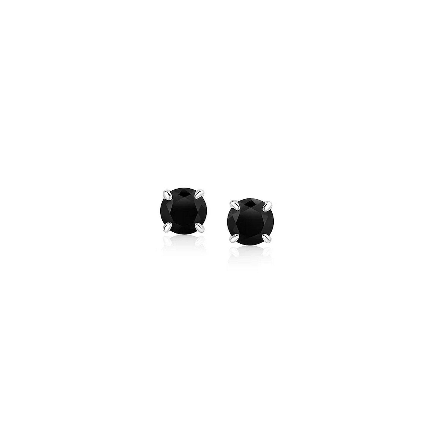 14k white gold contemporary stud earrings featuring striking black cubic zirconia for a luxurious touch.