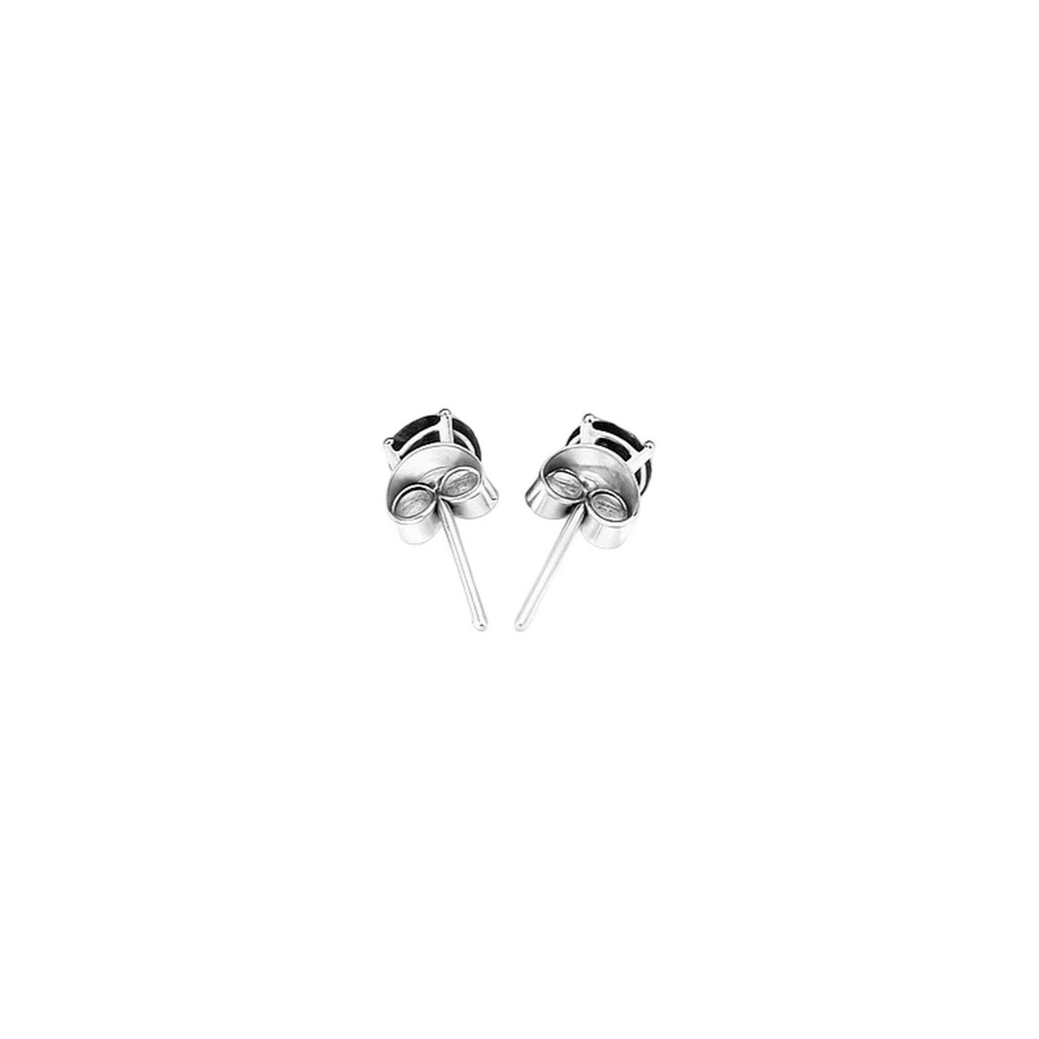 Contemporary 14k white gold stud earrings featuring striking black cubic zirconia for a bold, elegant look.