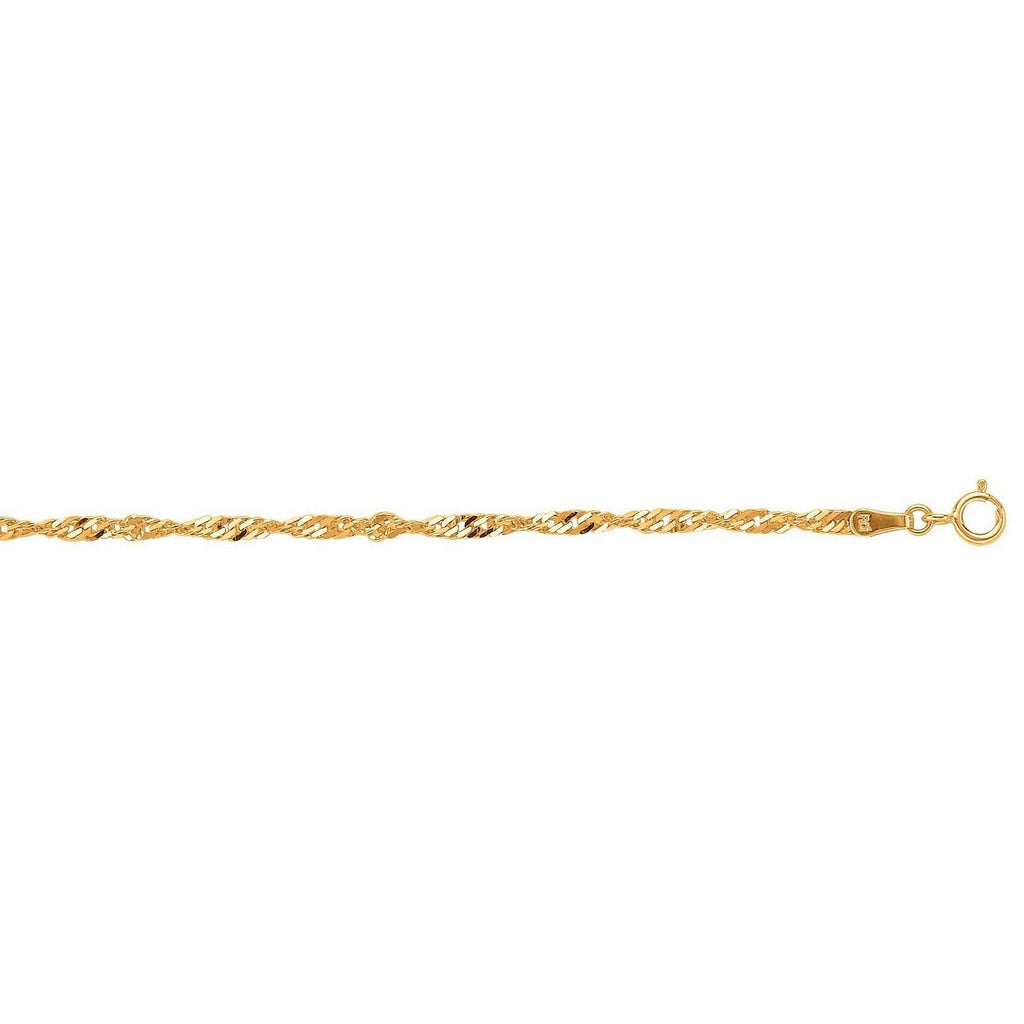 Elegant 10k yellow gold Singapore bracelet featuring a delicate chain design, perfect for luxury jewelry enthusiasts.