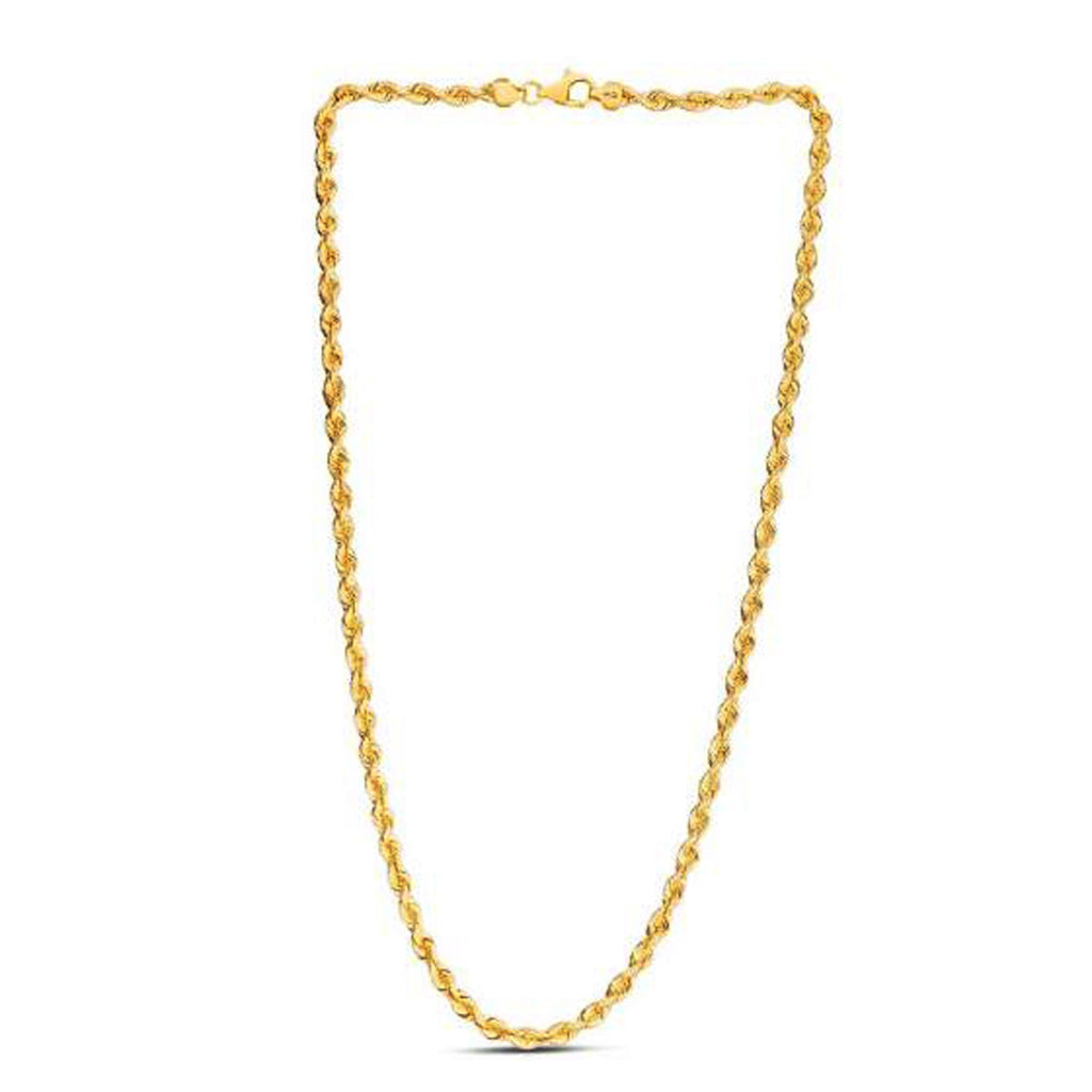 14k yellow gold light rope chain, 4.3 mm, featuring a contemporary design with elegant round links.
