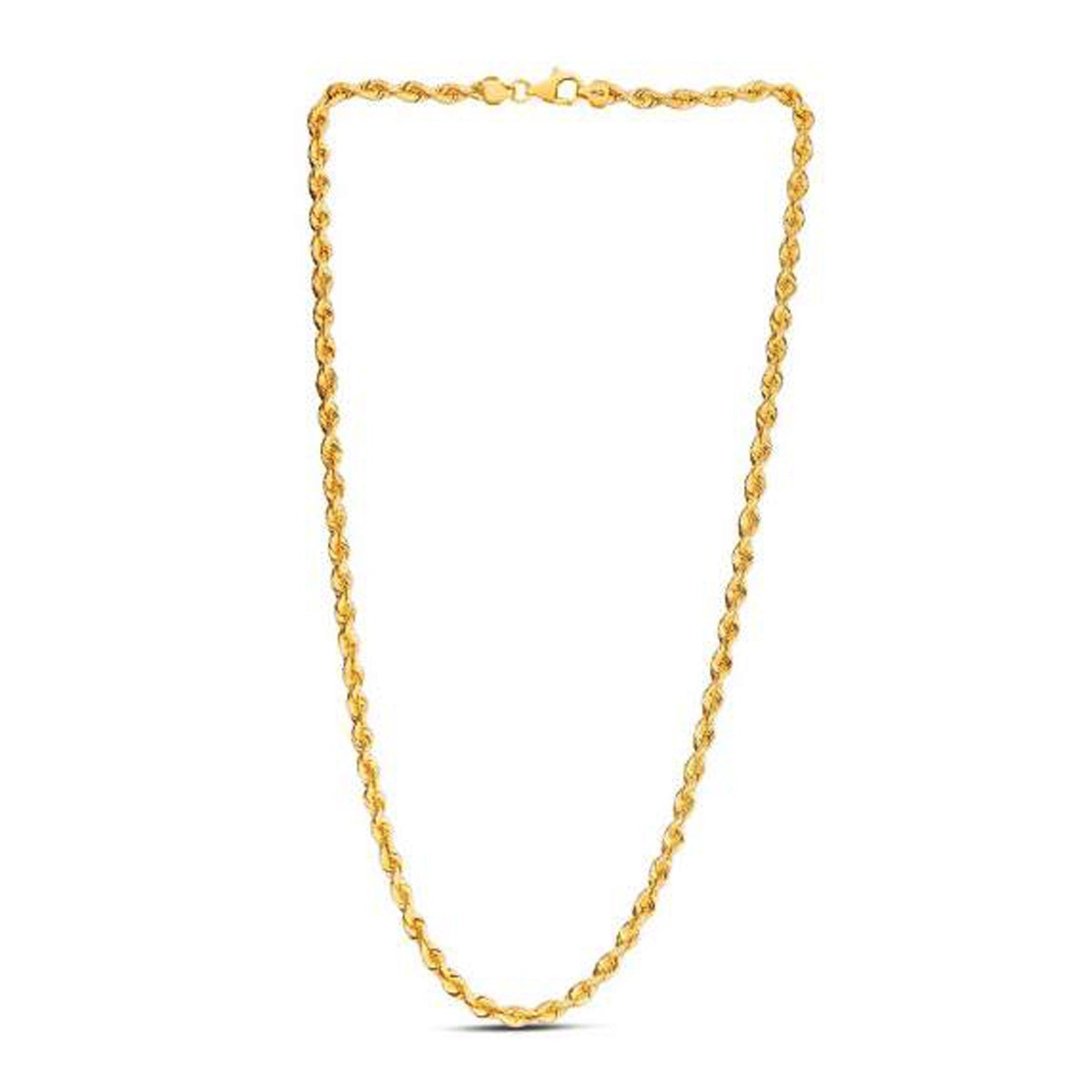14k yellow gold light rope chain, 4.3 mm, featuring a contemporary design with elegant round links.