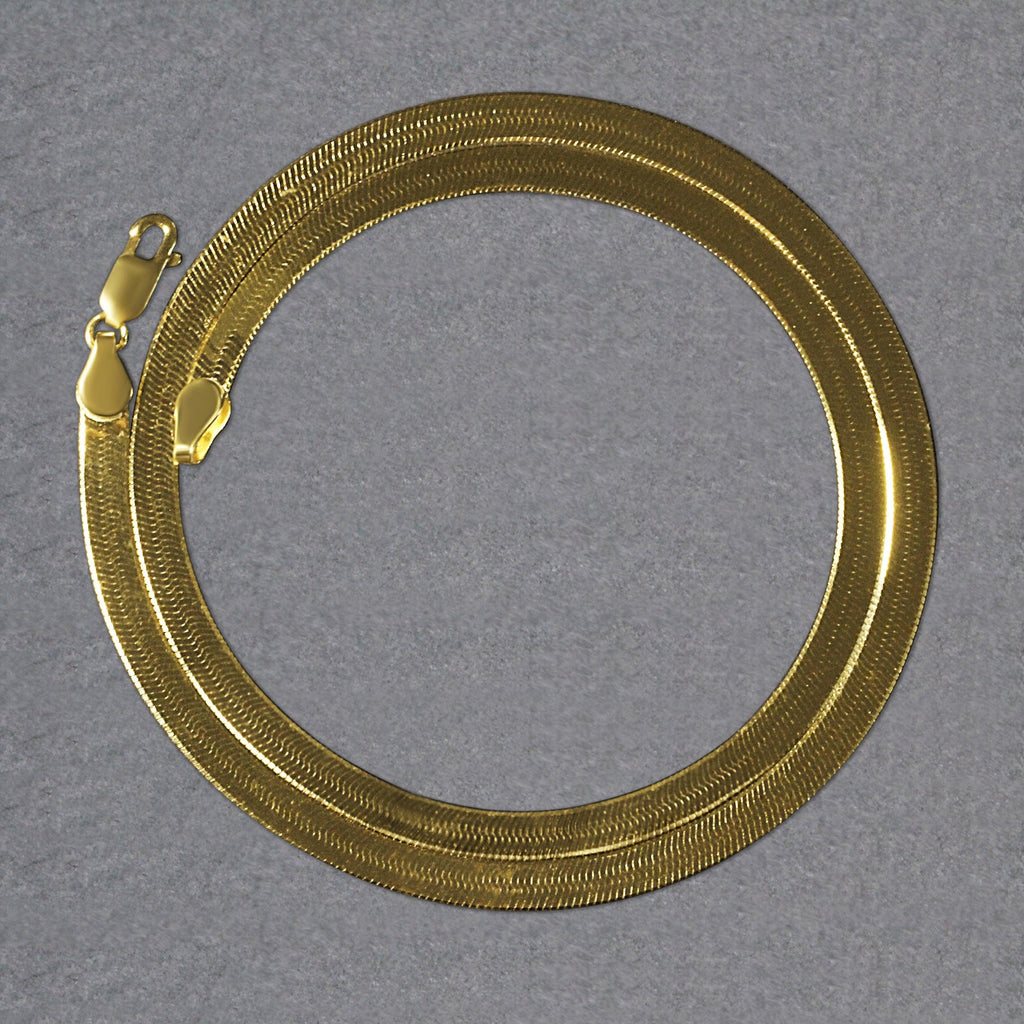 Imperial herringbone chain in 10k yellow gold, minimalist design, 5.00 mm width, perfect for elegant layering.