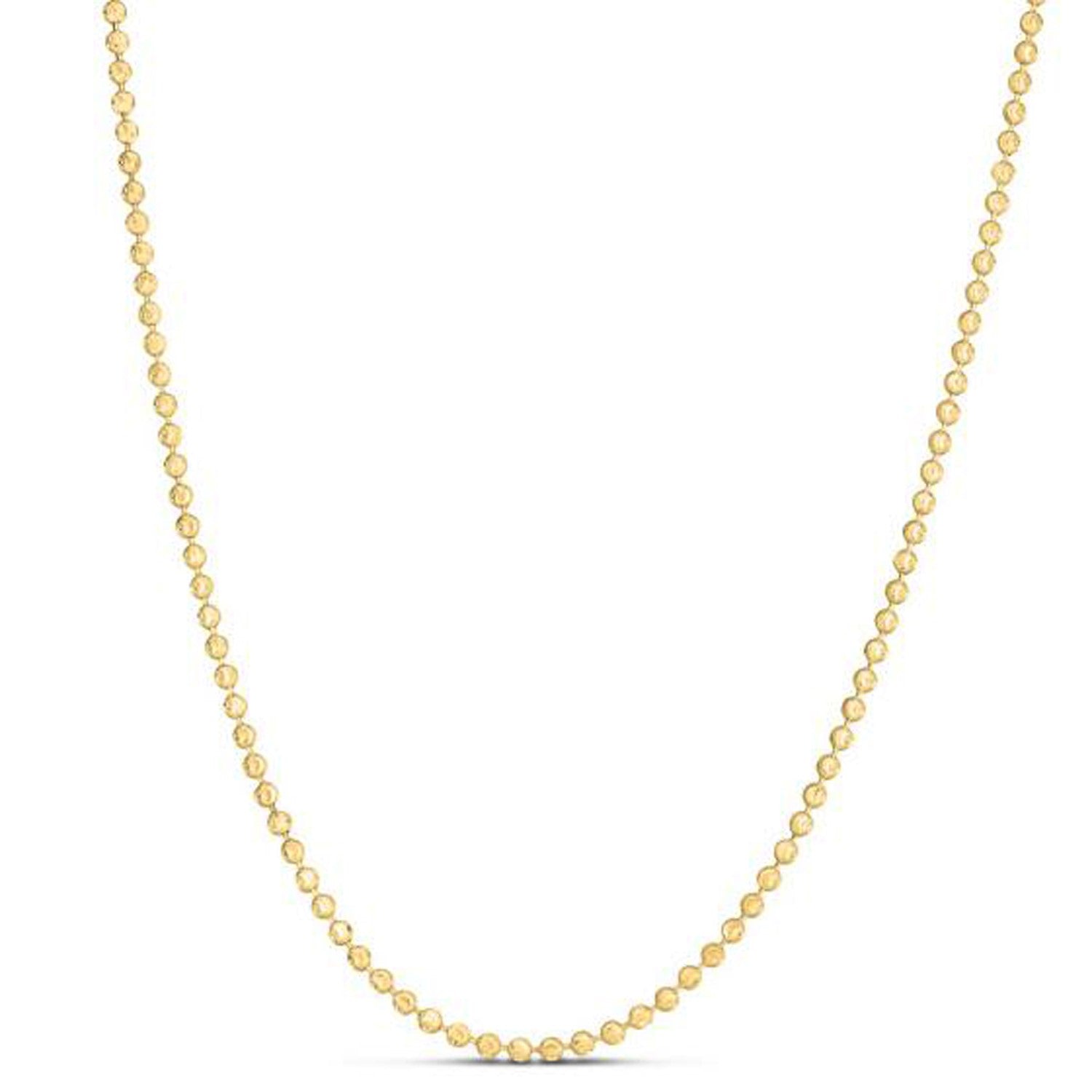 14k yellow gold moon cut bead chain, modern design, 2.50 mm width, perfect for layering or standalone elegance.