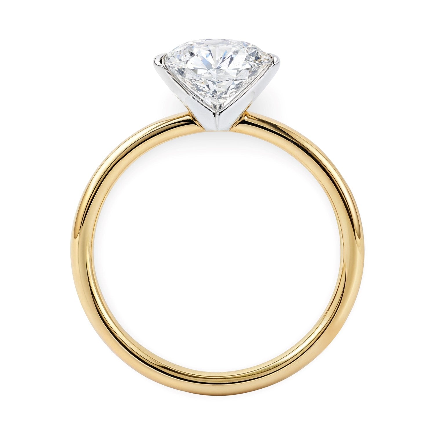 Elegant 14k yellow gold solitaire ring featuring a 1 1/2 carat round lab-grown diamond, showcasing timeless luxury.
