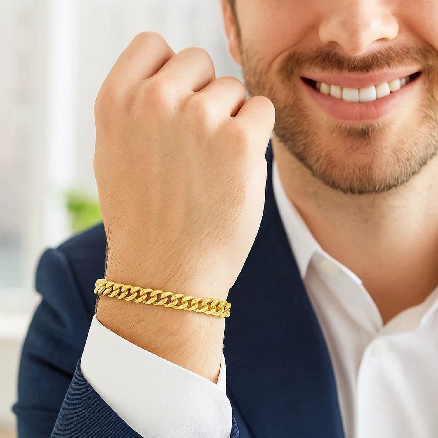 14k yellow gold Miami Cuban bracelet featuring solid links, modern design, and a luxurious 6.10 mm width.