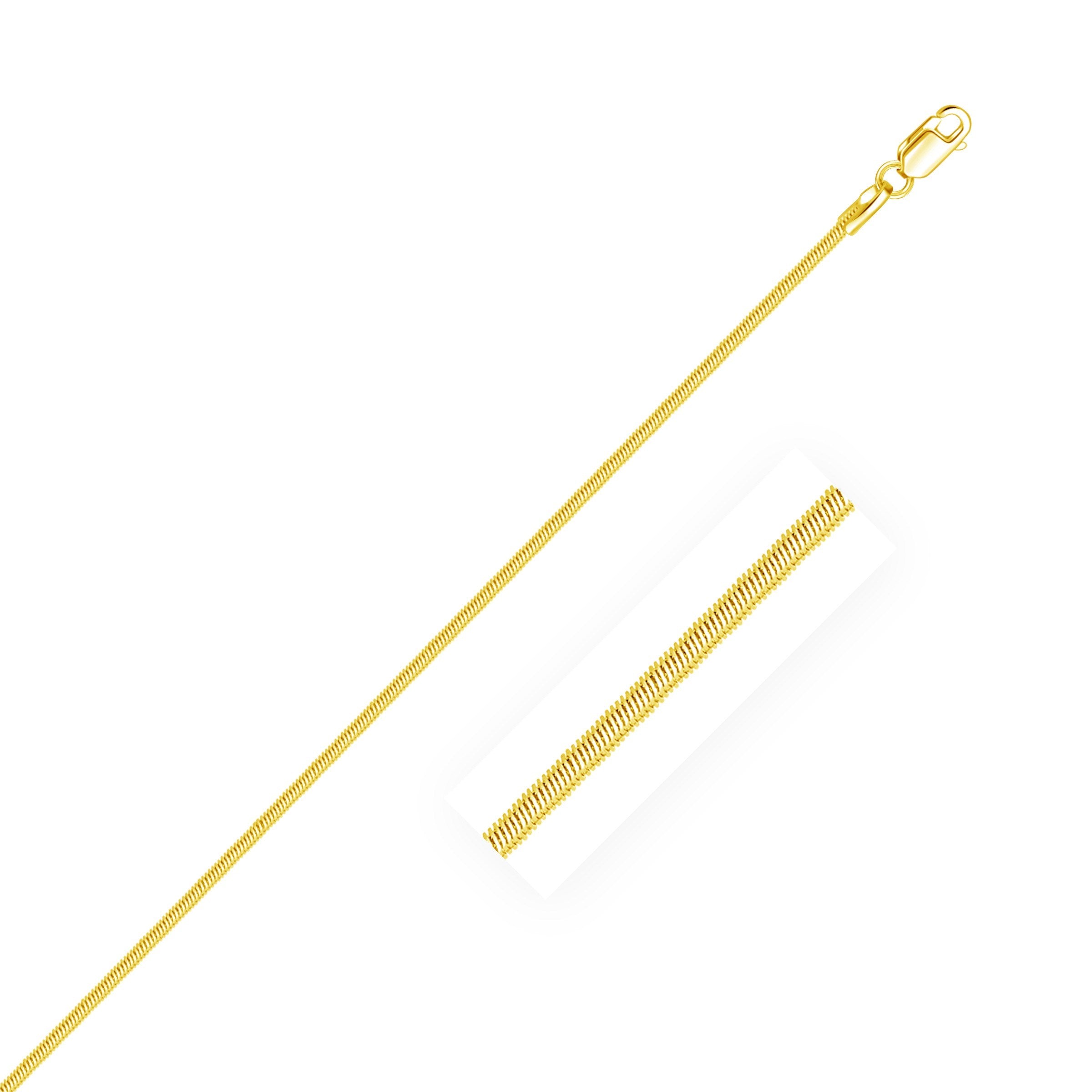14k yellow gold octagonal shiny snake chain with a modern design, perfect for layering or wearing solo.