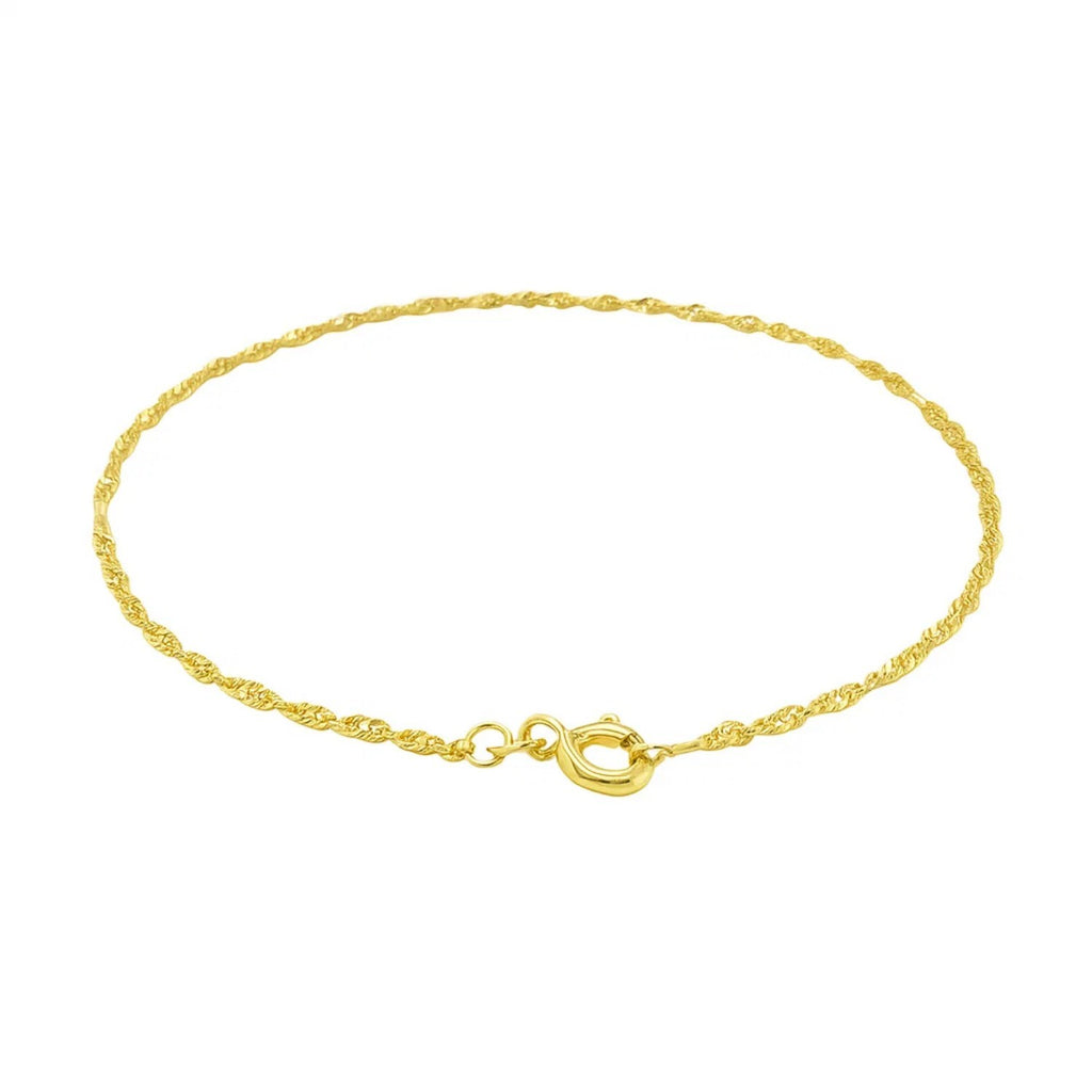Elegant 10k yellow gold Singapore bracelet featuring a delicate chain design, perfect for luxury jewelry lovers.