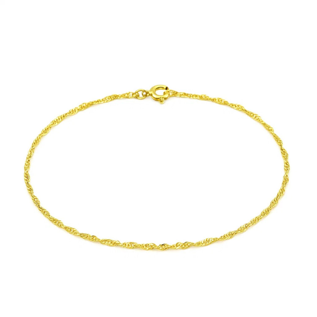 Elegant 10k yellow gold Singapore bracelet featuring a delicate chain design, perfect for luxurious everyday wear.