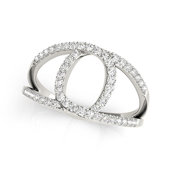 14k white gold diamond loop style dual band ring featuring modern design and 1/2 cttw sparkling diamonds.