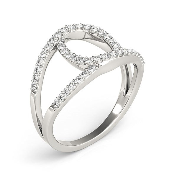 14k white gold diamond loop style dual band ring showcasing modern elegance with 1/2 cttw sparkling diamonds.