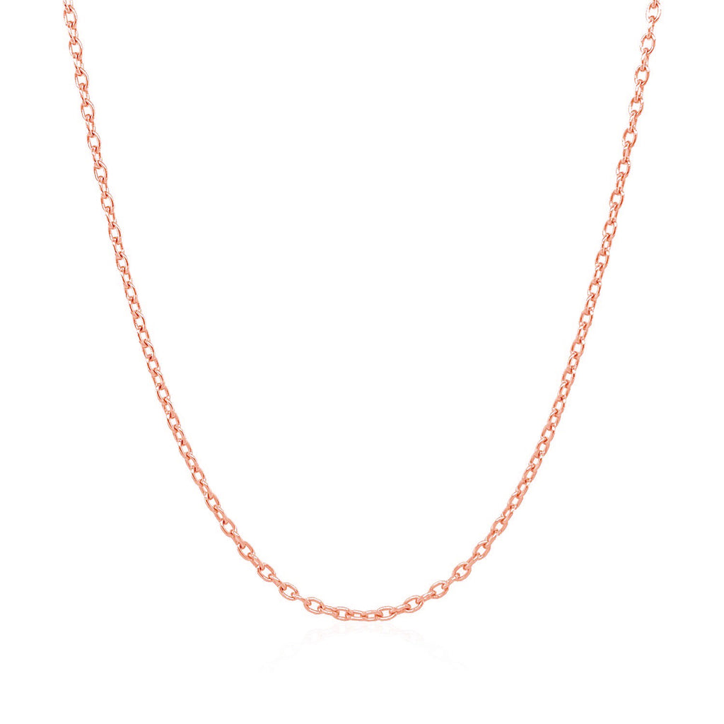 14k rose gold round cable link chain, modern design, showcasing elegance and sophistication in luxury jewelry craftsmanship.