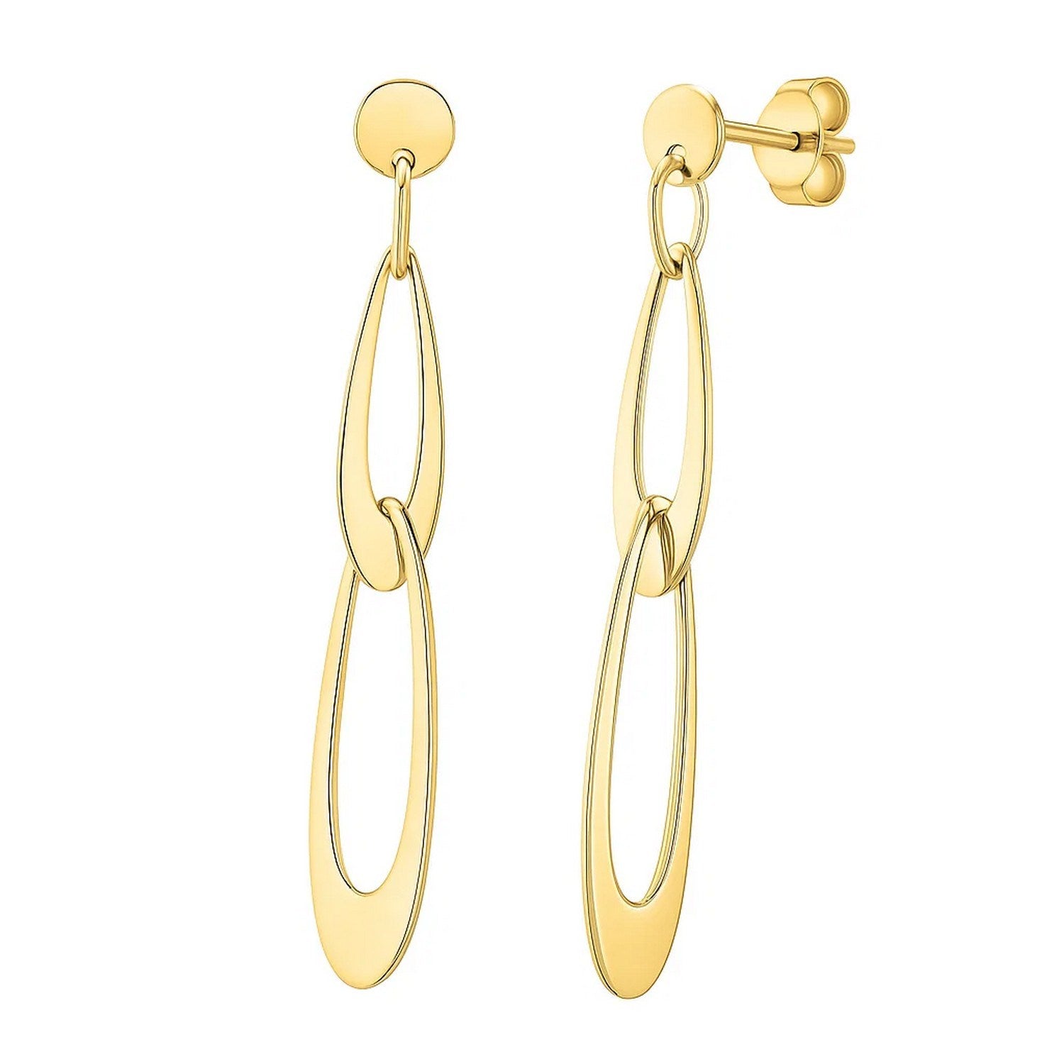 Elegant 14k yellow gold dangle link earrings featuring a refined oval design for a luxurious touch.