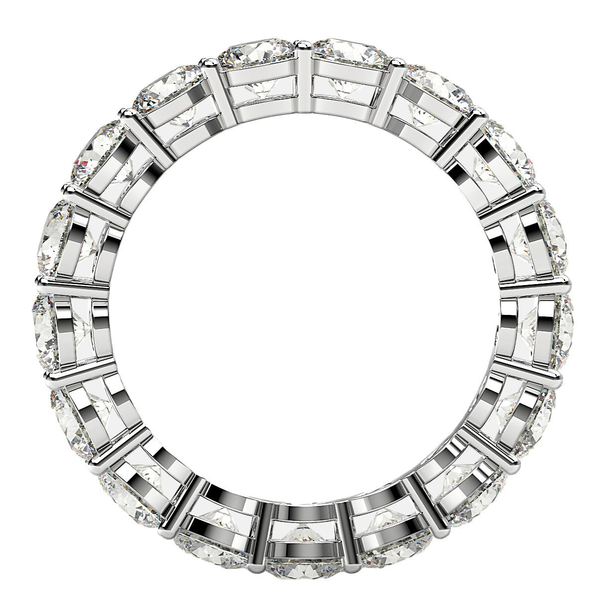 Round cut lab-grown diamond eternity ring in 14k white gold, showcasing timeless elegance and brilliant sparkle.