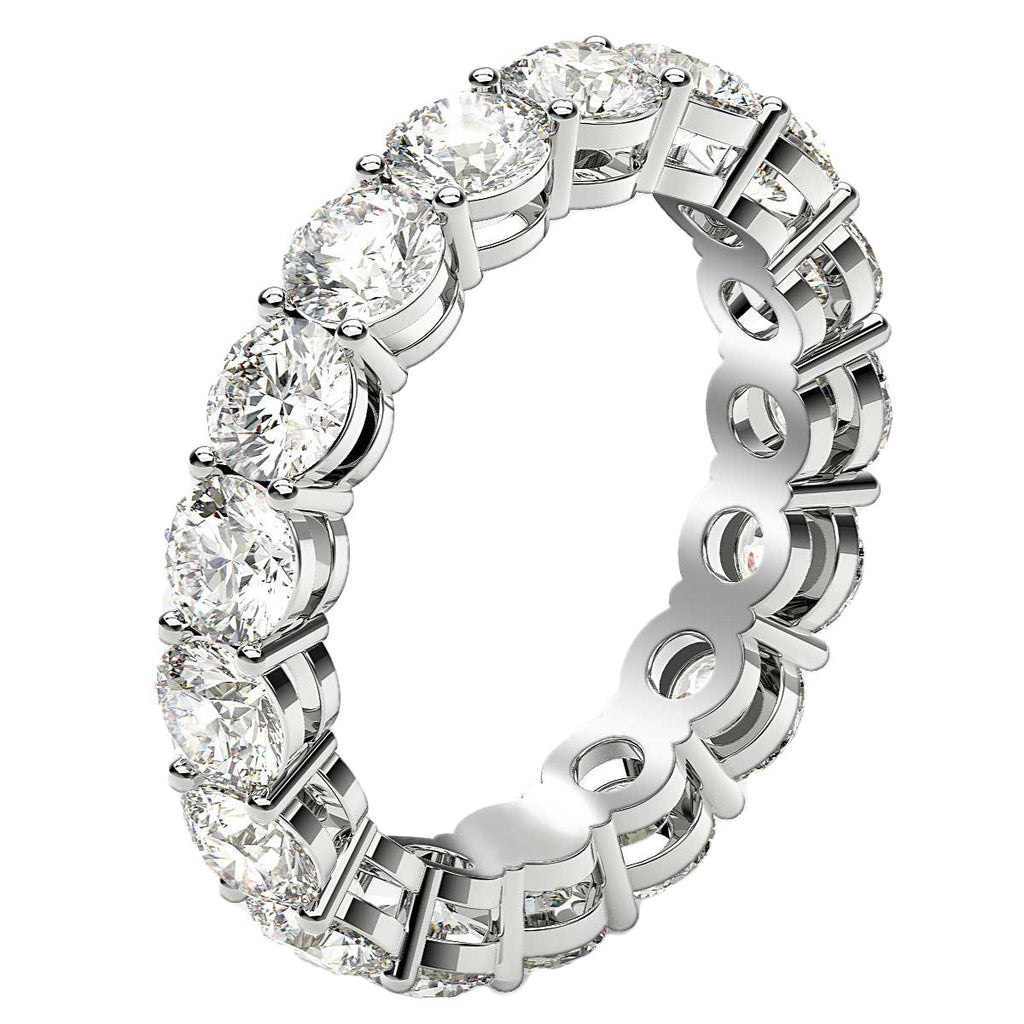 Round cut lab-grown diamond eternity ring in 14k white gold, showcasing elegant brilliance and timeless design.