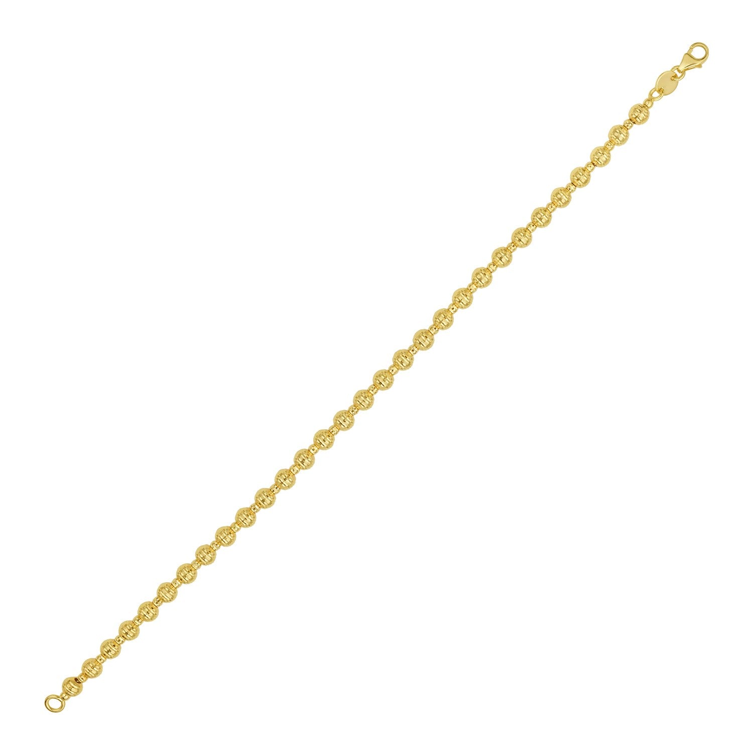 14k yellow gold disco diamond cut bead bracelet, 4mm, exuding elegance and luxury with shimmering diamond accents.