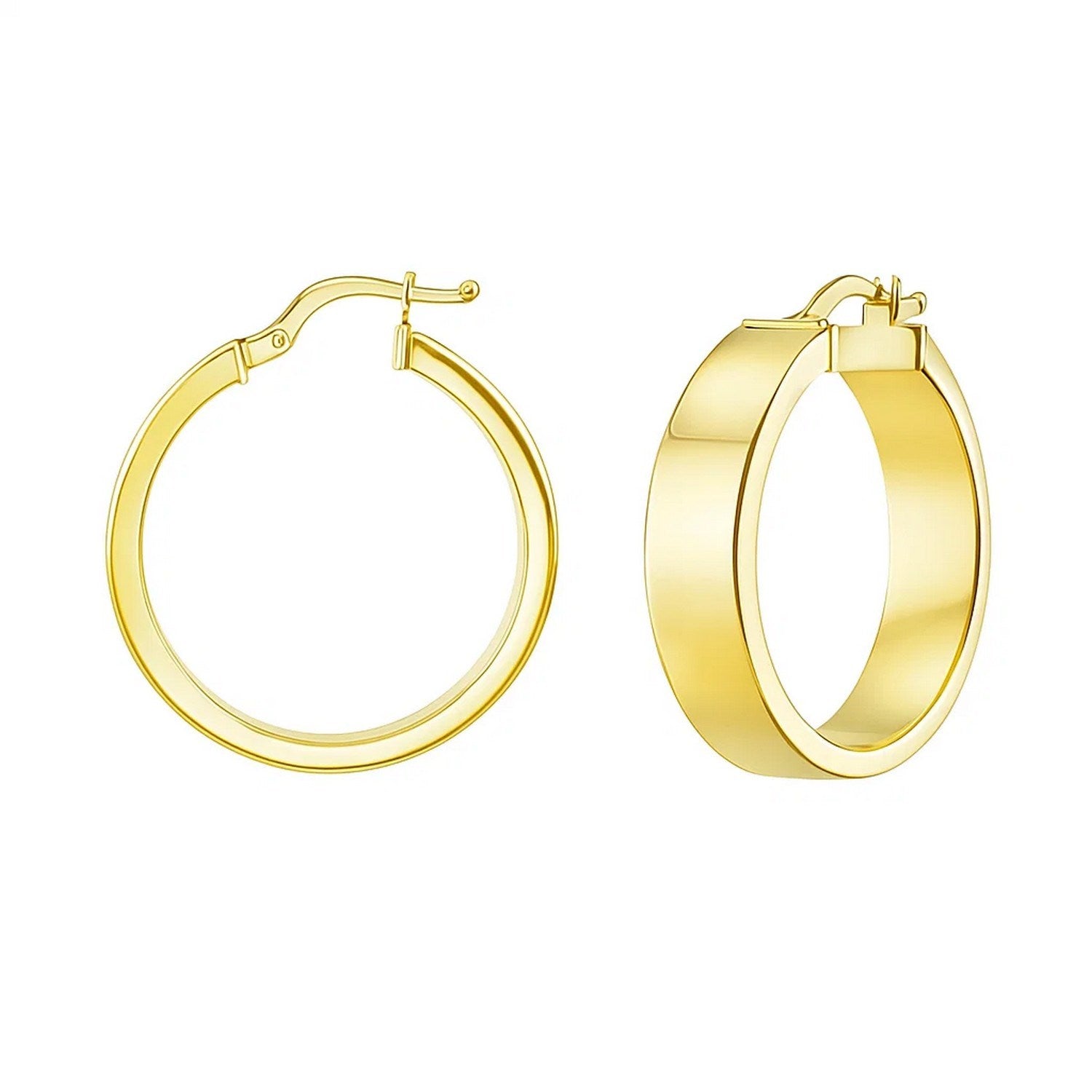 14K yellow gold medium tube-shaped hoop earrings with a sleek, modern design for elegant everyday wear.