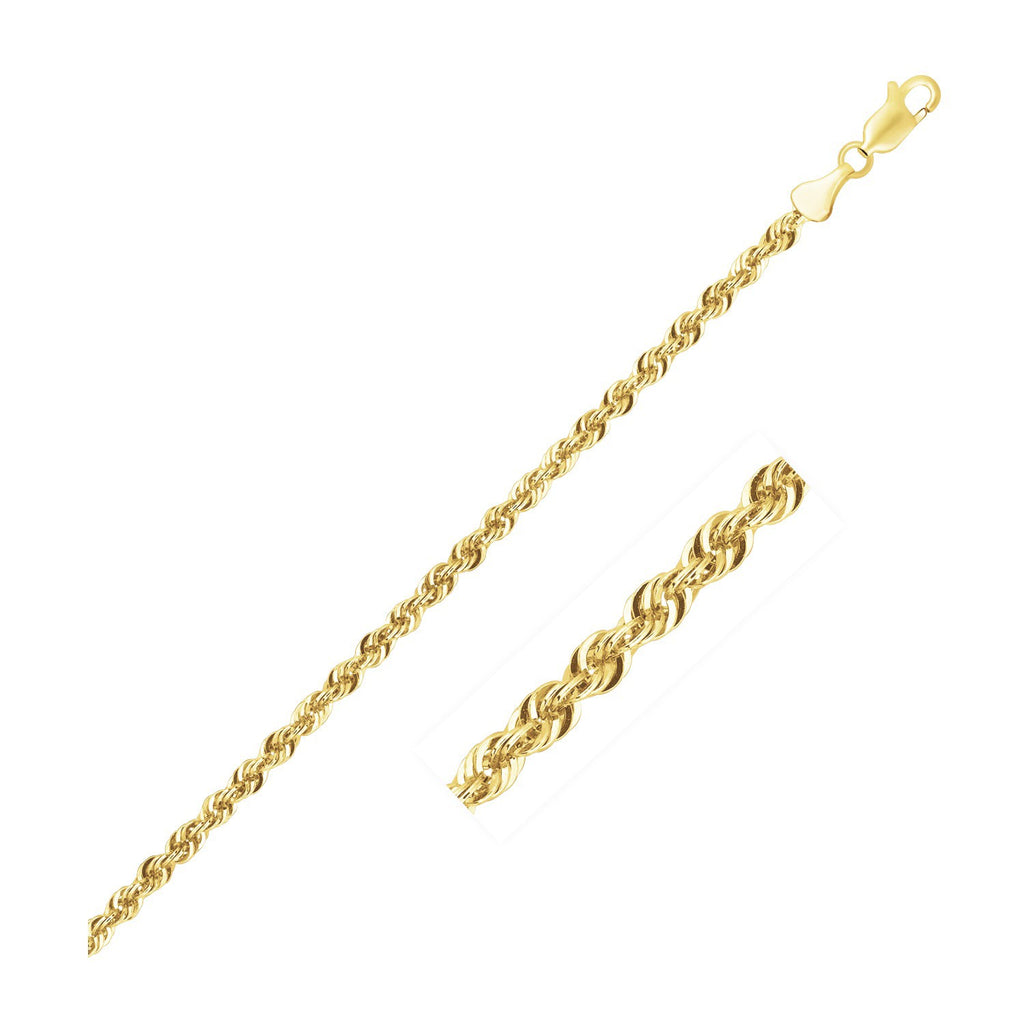 14k yellow gold light rope chain, 2.5 mm, featuring a contemporary design perfect for layering or standalone elegance.