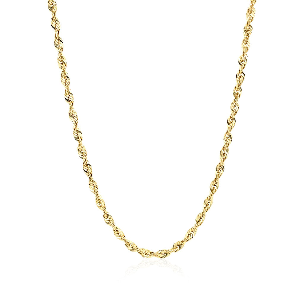 14k yellow gold light rope chain (2.5 mm) with a contemporary design, perfect for layering or wearing solo.