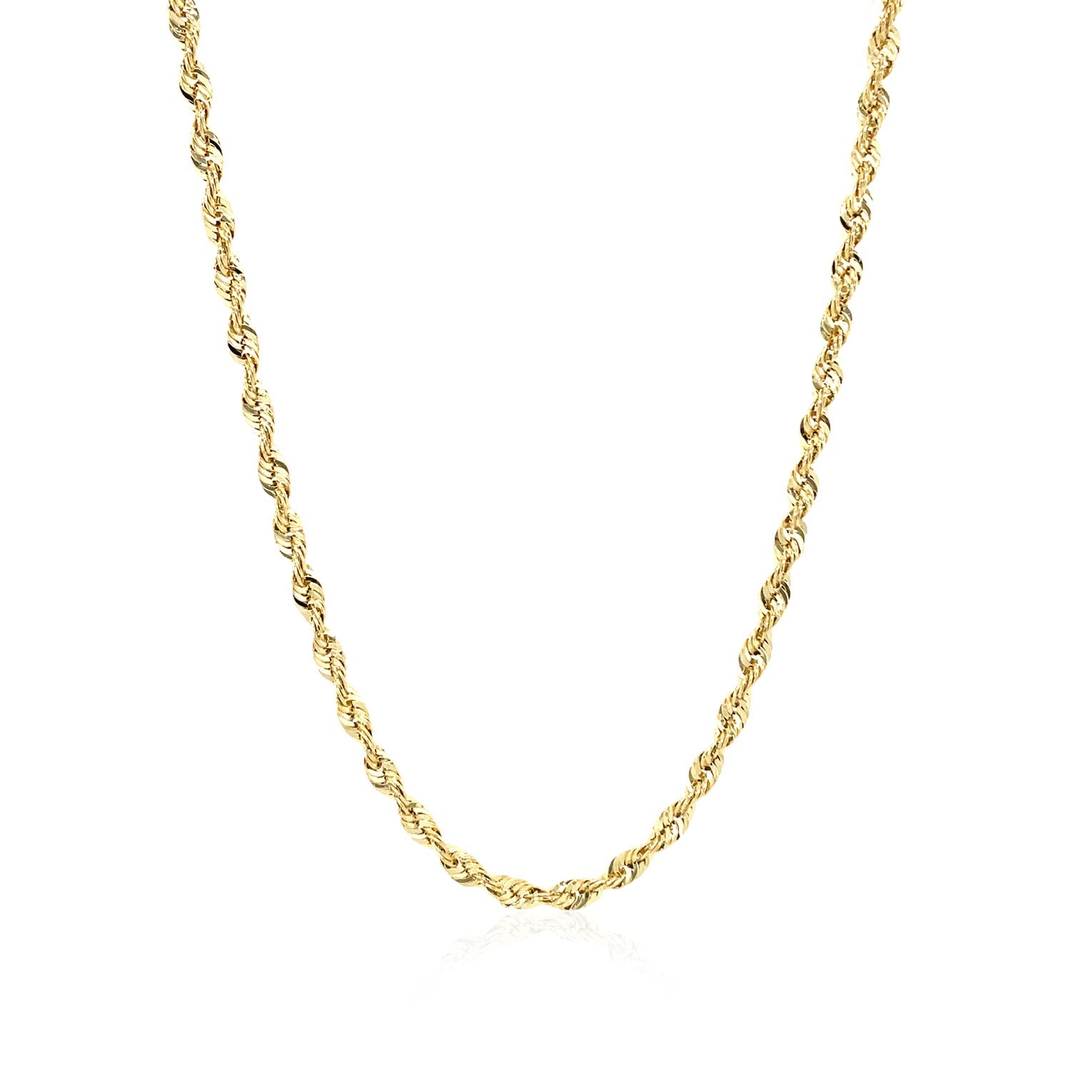 14k yellow gold light rope chain (2.5 mm) with a contemporary design, perfect for layering or wearing solo.