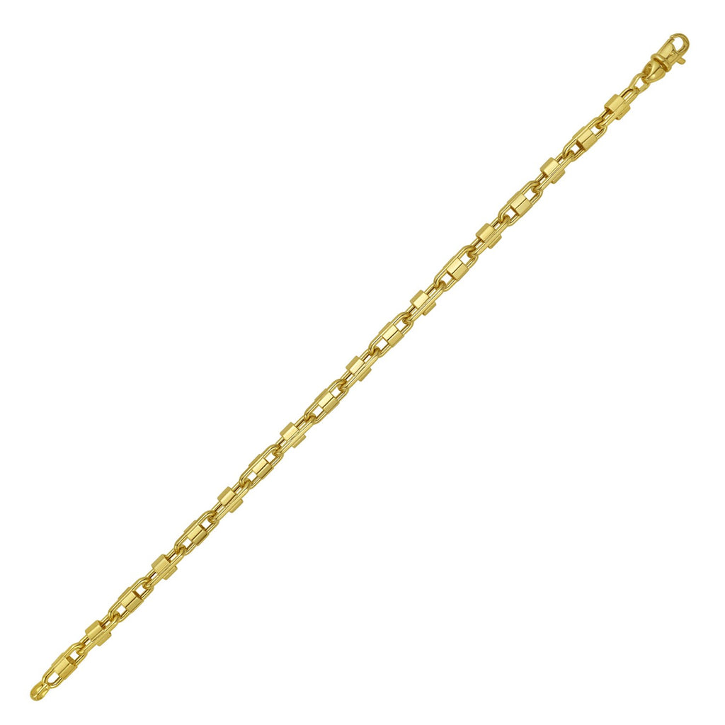 14k yellow gold square Byzantine chain bracelet with modern link design, perfect for elegant everyday wear.