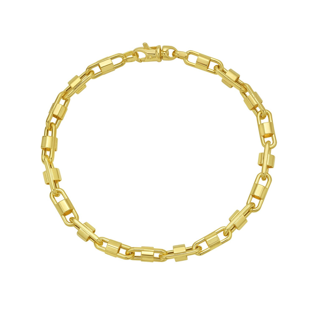 14k yellow gold square Byzantine chain bracelet showcasing a modern link design, perfect for elegant everyday wear.