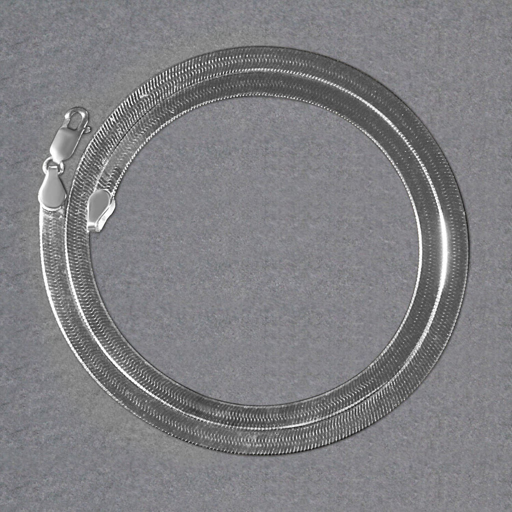 14k white gold super flex herringbone chain, modern design with sleek round links, perfect for layering or standalone eleg...