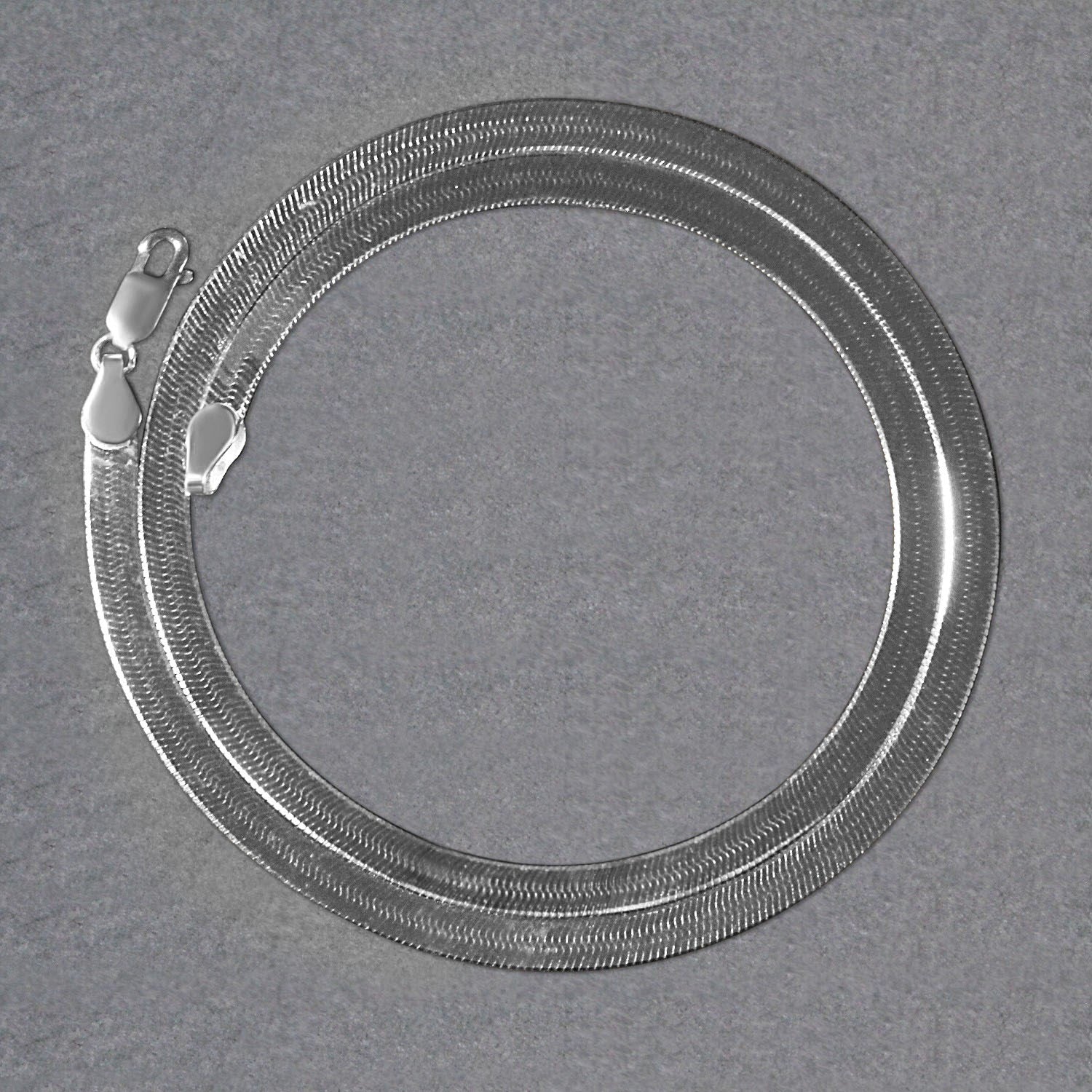 14k white gold super flex herringbone chain, modern design with sleek round links, perfect for layering or standalone eleg...