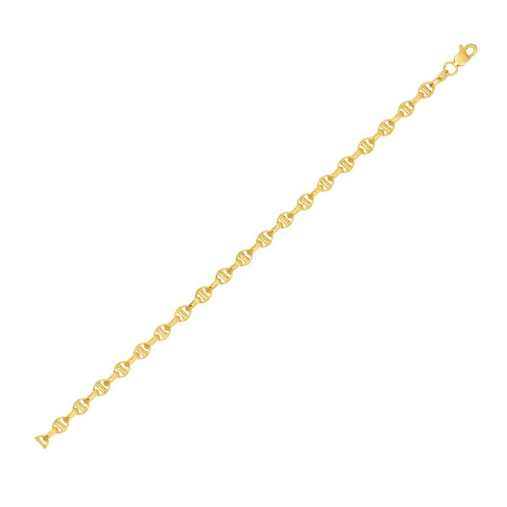 14k yellow gold modern anchor chain with sleek links, perfect for layering or standalone elegance.