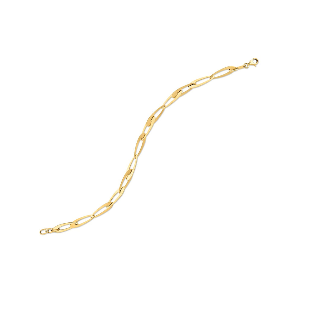 14k yellow gold classic oval link bracelet, elegantly crafted with a timeless design for luxury jewelry enthusiasts.