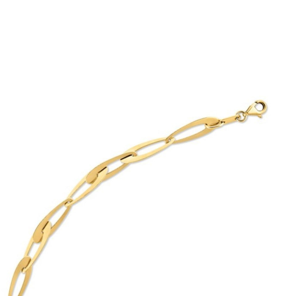 14k yellow gold classic oval link bracelet showcasing elegant craftsmanship and timeless design.