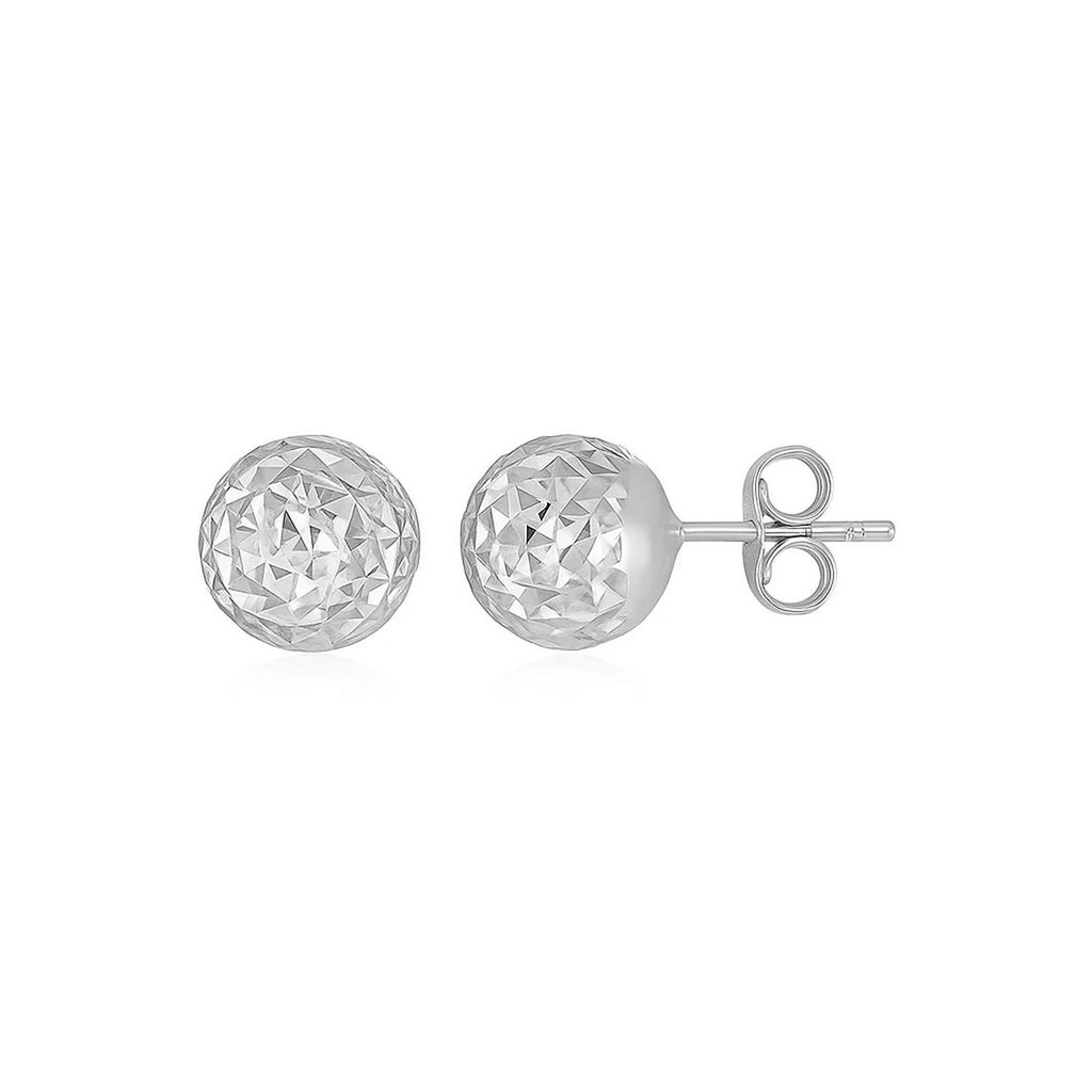 14k white gold textured ball stud earrings, elegantly designed for a timeless and sophisticated look.
