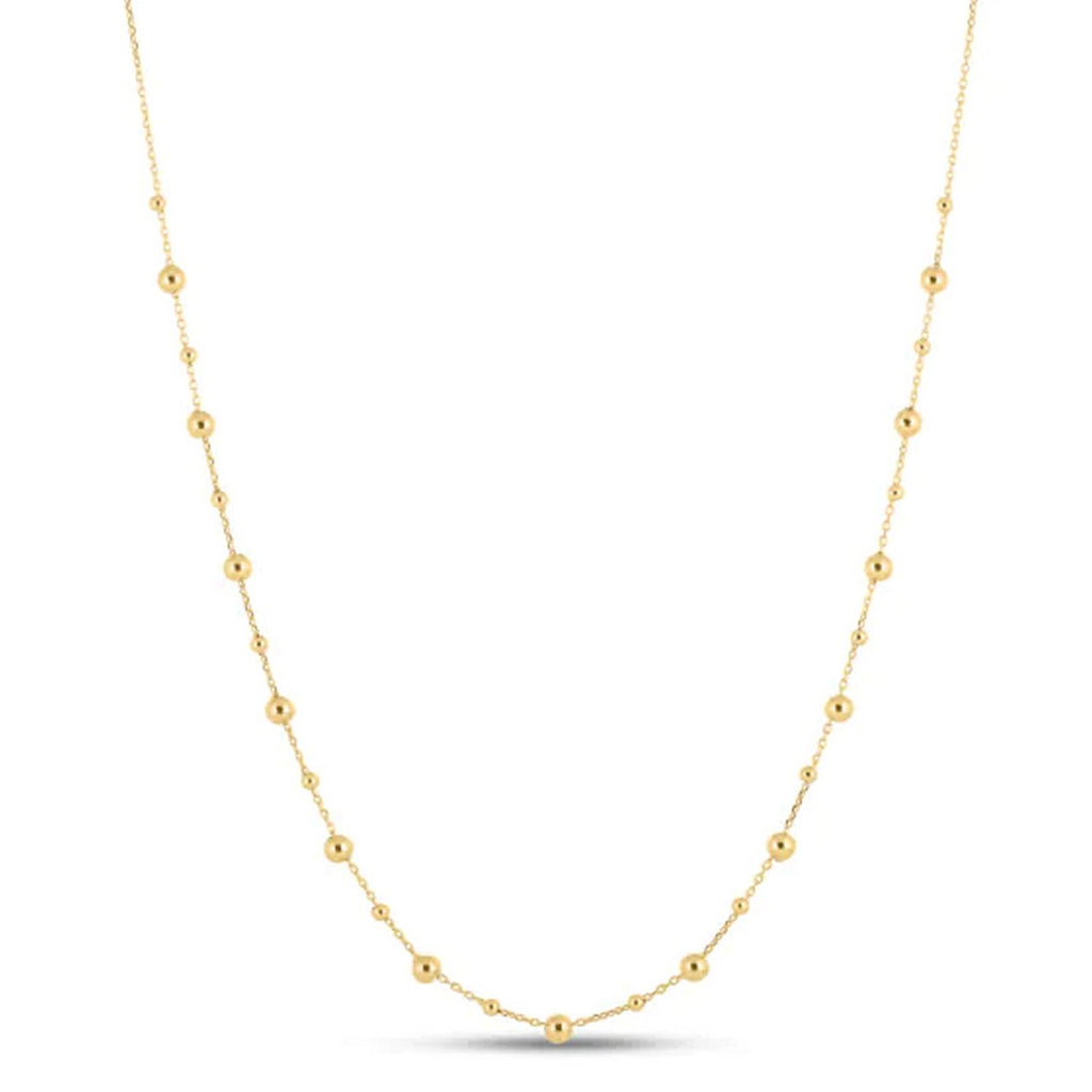 14k yellow gold bead necklace featuring an elegant design, perfect for adding luxury to any ensemble.