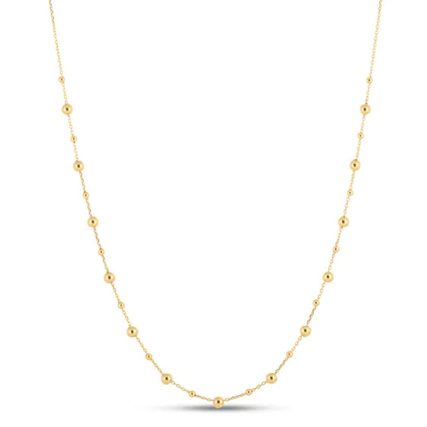 14k yellow gold bead necklace featuring an elegant design, perfect for adding luxury to any ensemble.