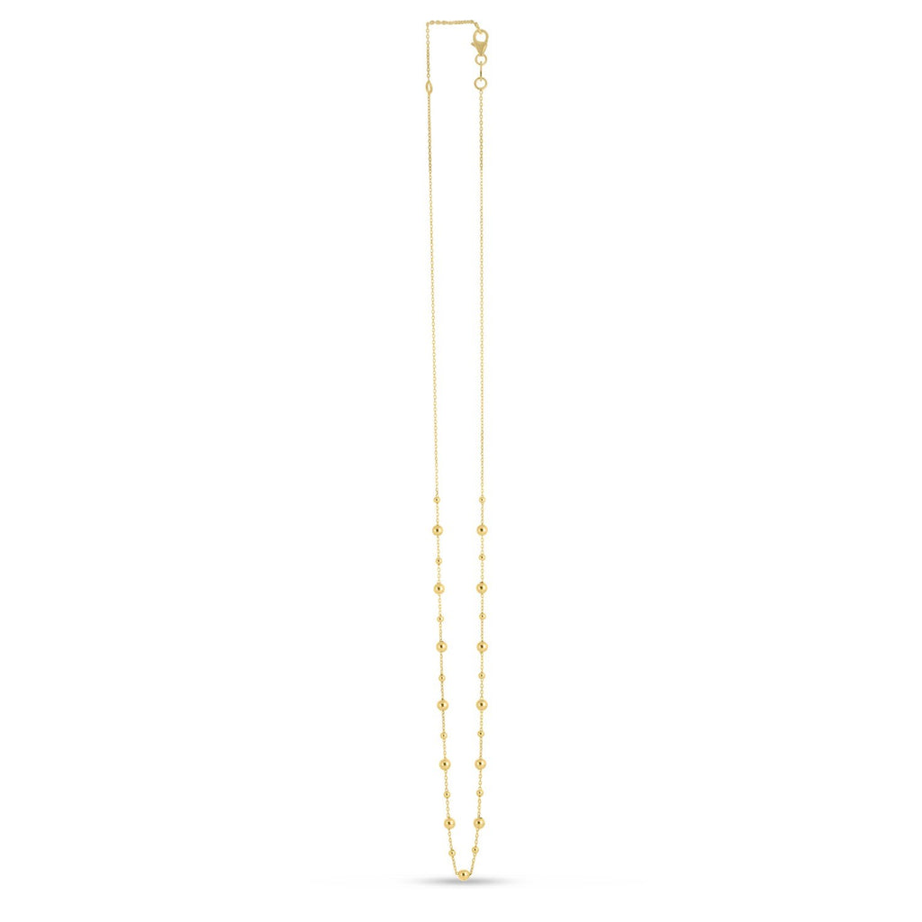 Elegant 14k yellow gold bead necklace showcasing luxurious craftsmanship and timeless design.