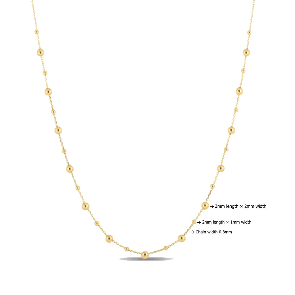 Elegant 14k yellow gold bead necklace showcasing luxurious craftsmanship and timeless design.