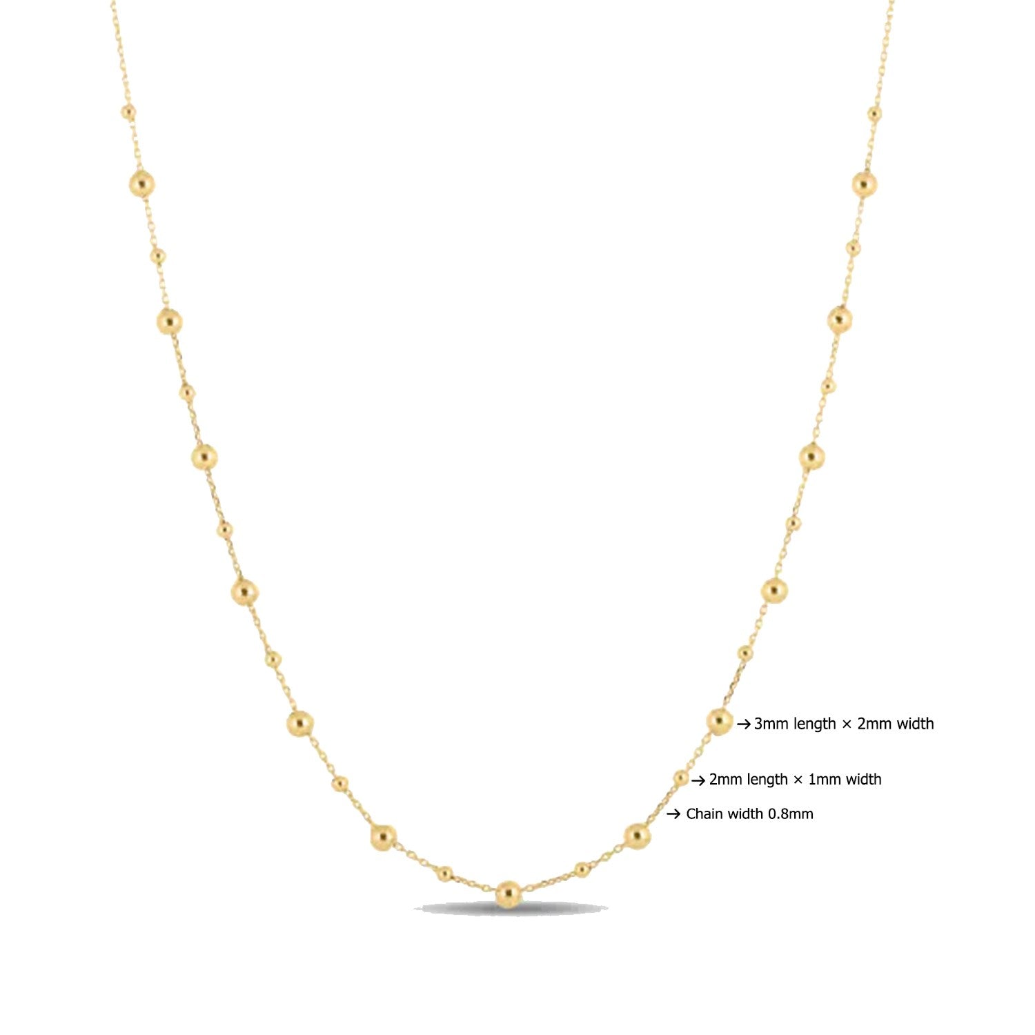 Elegant 14k yellow gold bead necklace showcasing luxurious craftsmanship and timeless design.